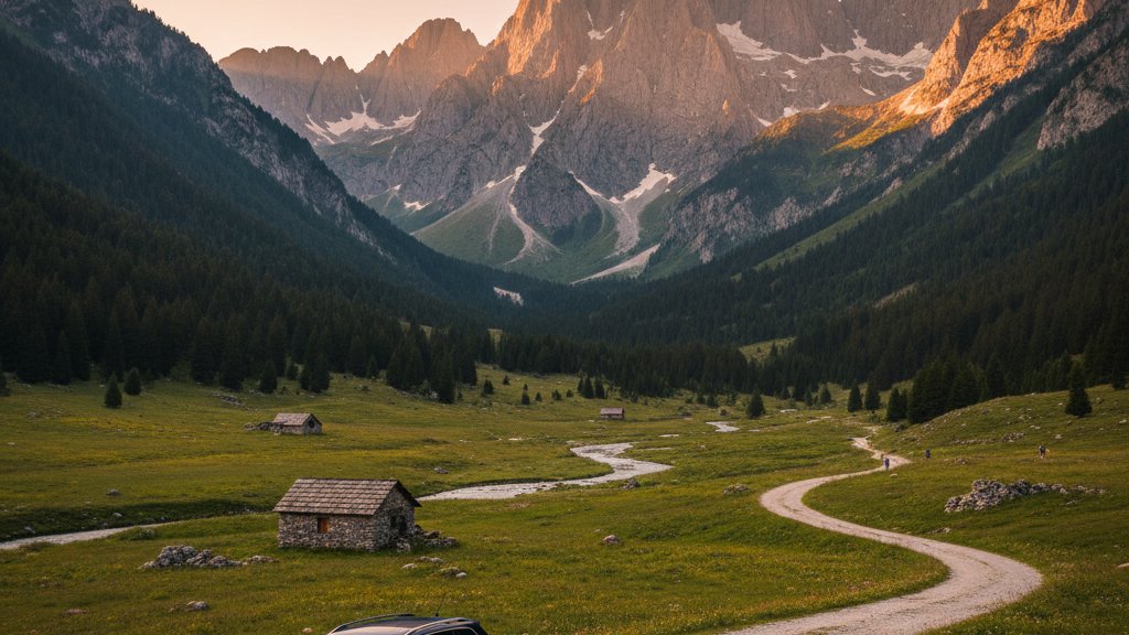 Aluguer de carros em Bajram Curri com vista para os Alpes Albaneses
