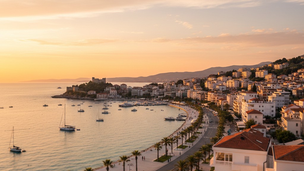 Beach clubs and evening entertainment along Albanian coast
