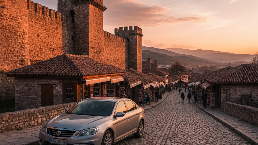 Autovermietung Elbasan - historische Festung und Stadtansicht