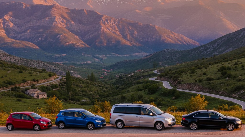 Verschiedene Fahrzeugtypen fur Autovermietung in Albanien - von Kleinwagen bis Gelandewagen